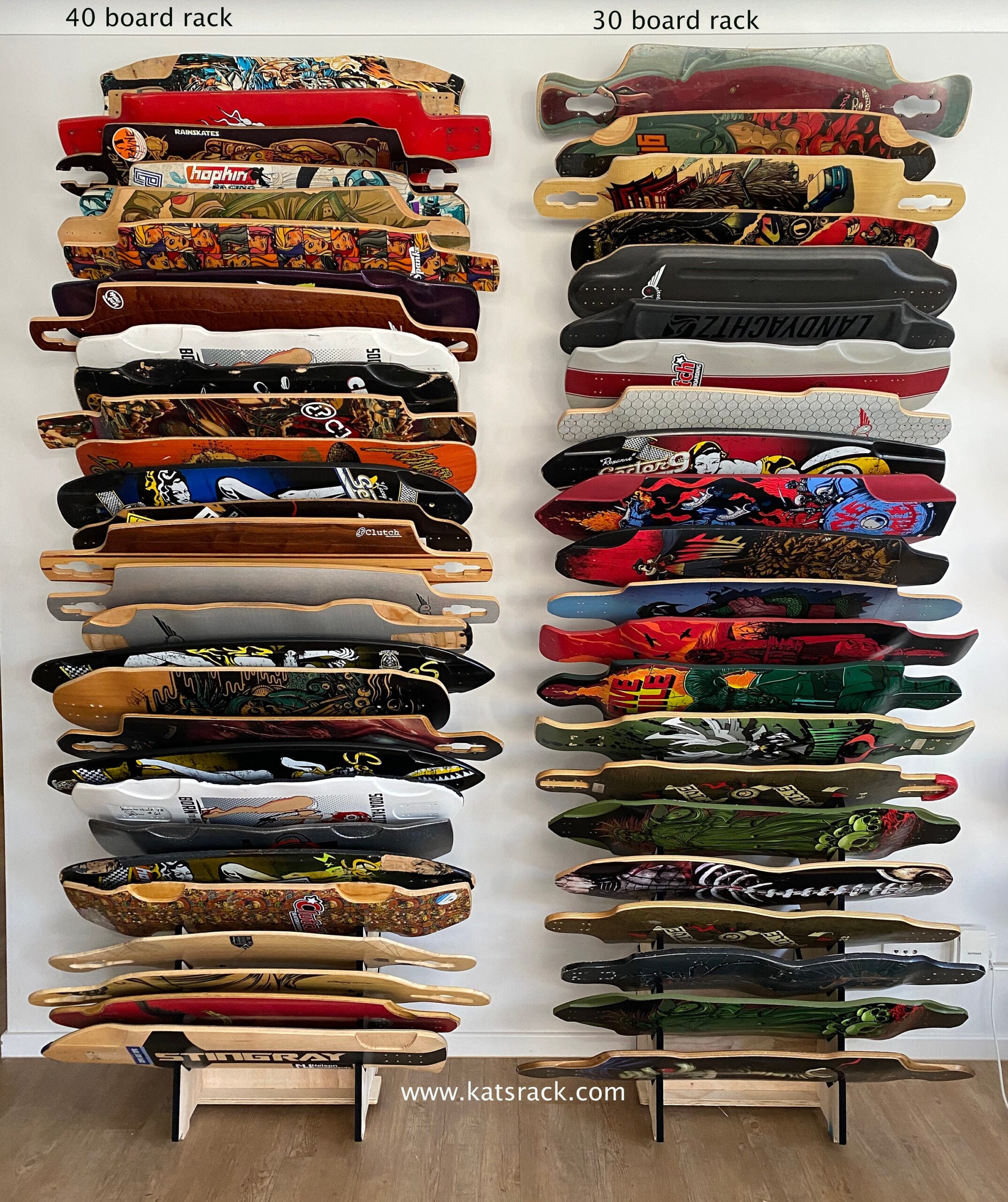 15 Board (40 Slots) 2.4m Freestanding Skateboard Rack for Long Boards, Wake boards, Snow boards, Kite Surf boards, Water Ski's, Snow Skis